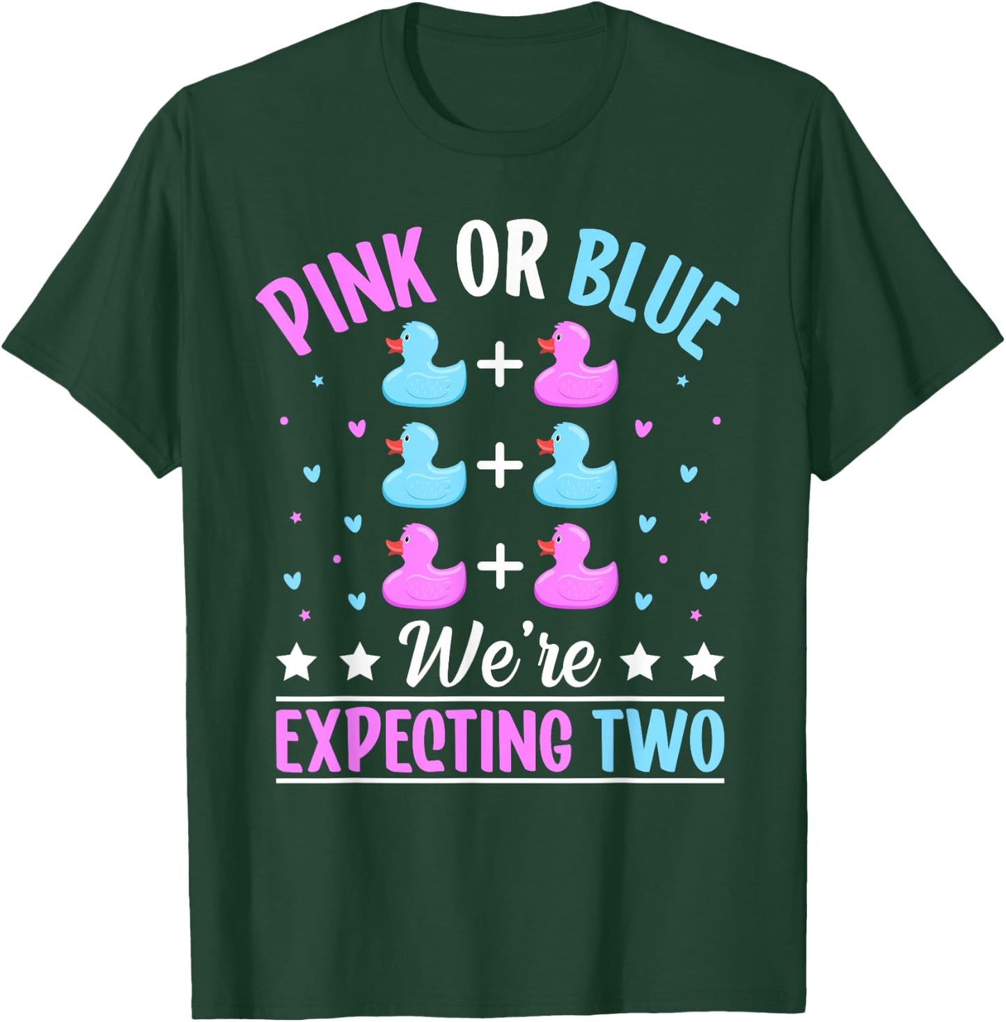 Pink or Blue We're expecting Two Twins Gender Announcement T-Shirt - T-Shirt | Forest