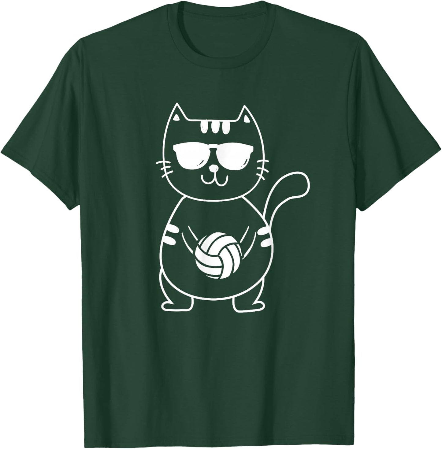 Volleyball Cat - Volleyball Team Beach Volleyball Player Men Women Girls Kids T-Shirt - T-Shirt | Forest