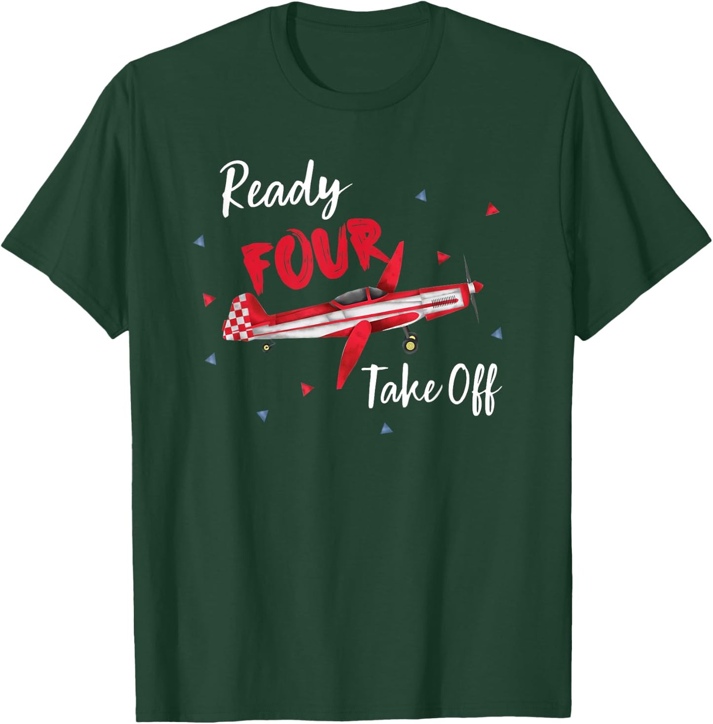 Ready Four Take Off Years Old Birthday 4th Bday Boy Airplane T-Shirt - T-Shirt | Forest