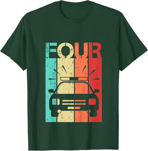 4 Year Old Police Car Birthday Fourth 4th Birthday Boy Girl T-Shirt - T-Shirt | Forest
