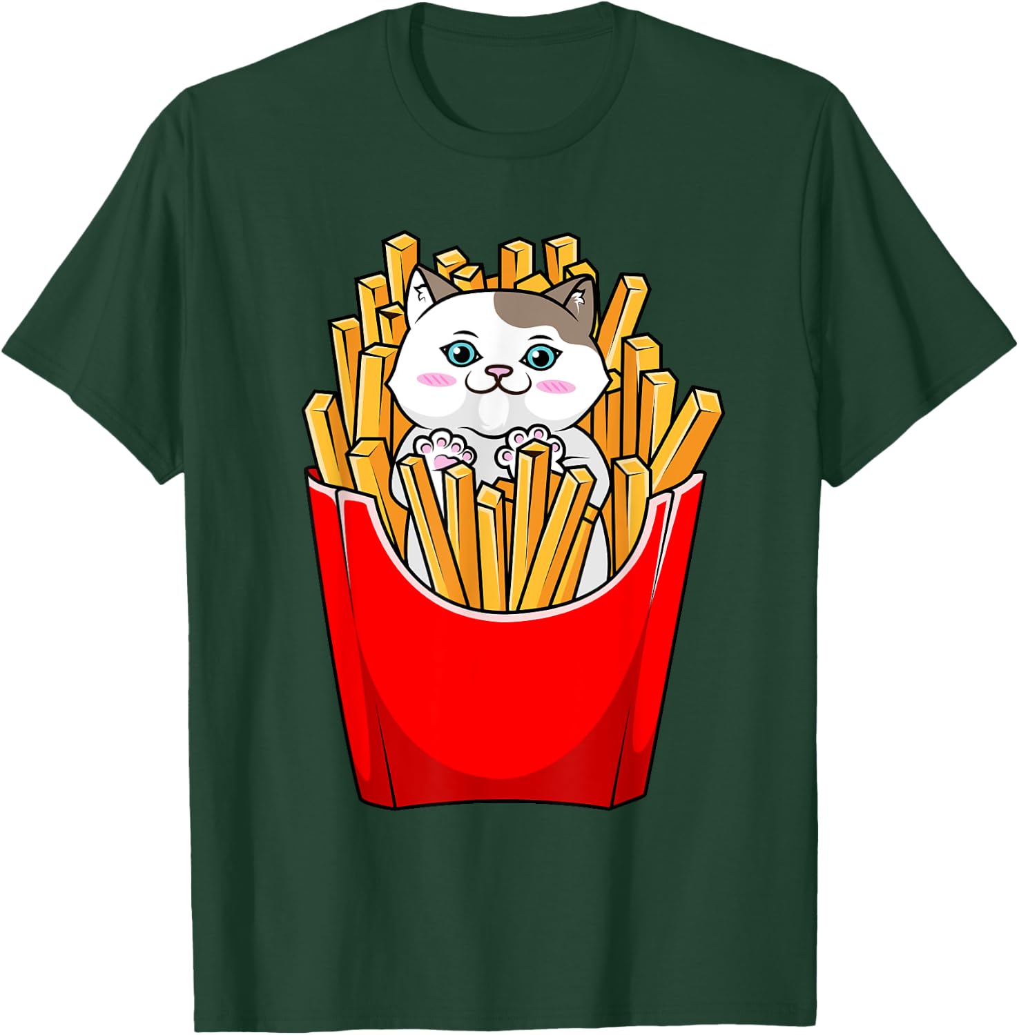 French Fries Cute Kitty Cat Funny T-Shirt - T-Shirt | Forest