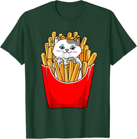 French Fries Cute Kitty Cat Funny T-Shirt - T-Shirt | Forest