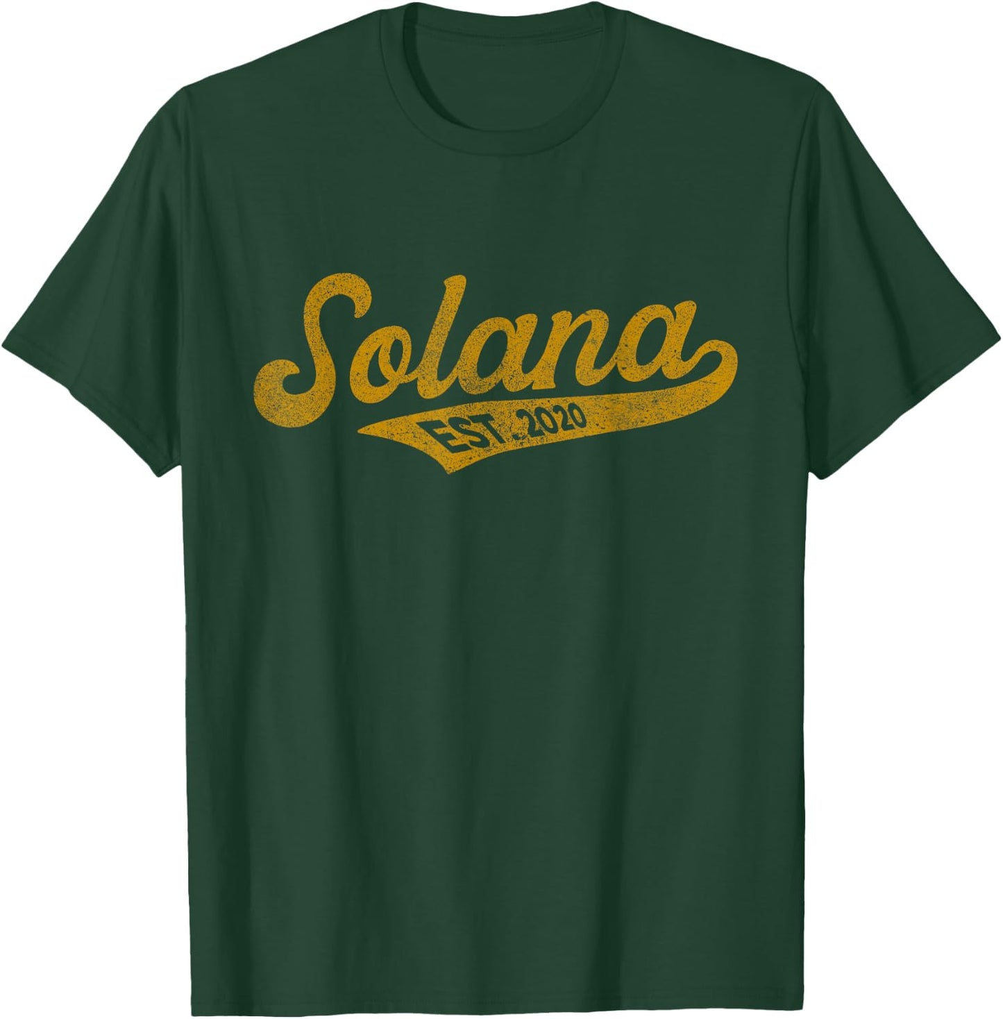 Vintage Solana SOL Script Bold Font | Solana Crypto T-Shirt - T-Shirt | Forest