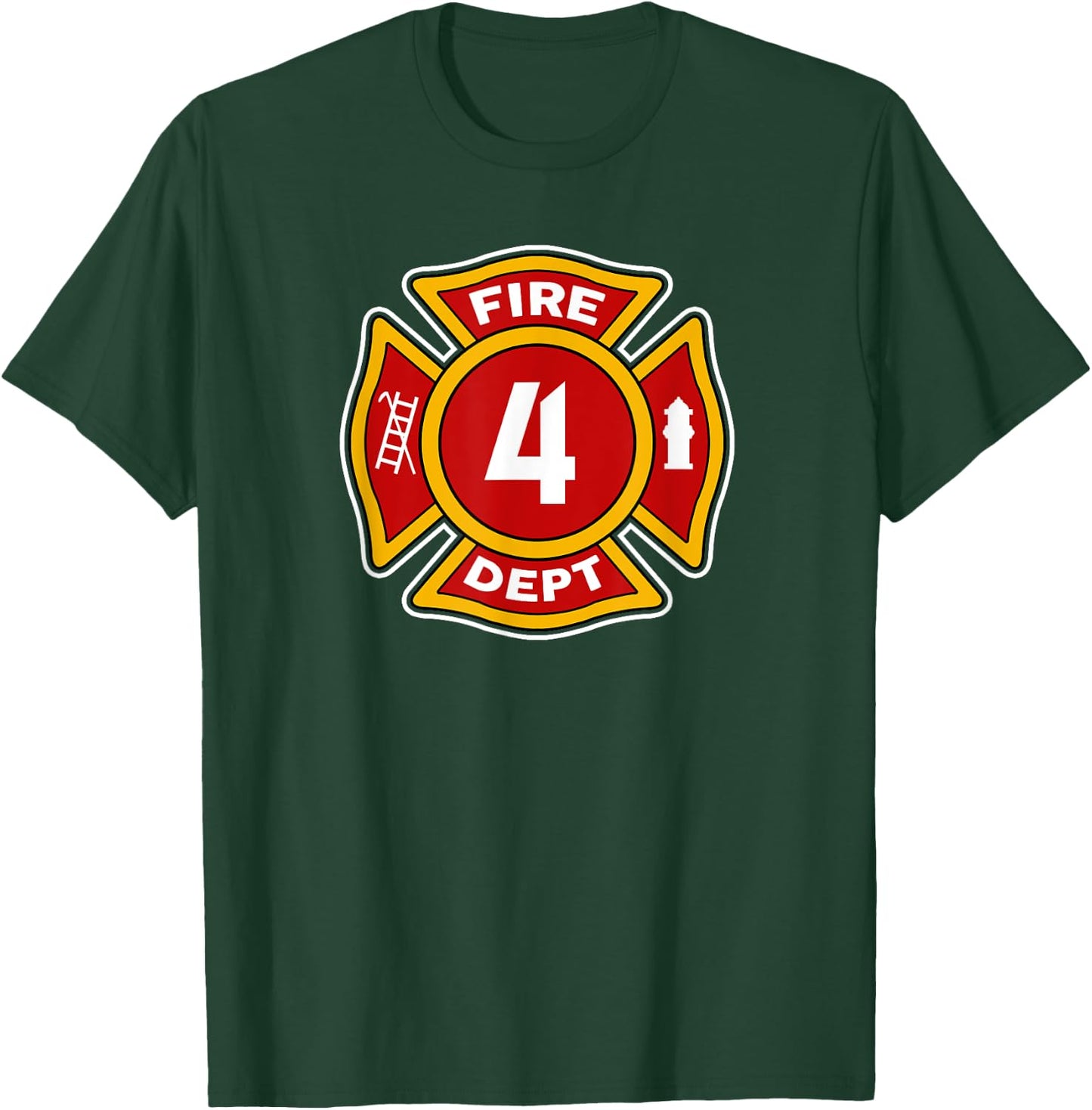 Fire 4 Dept Shirt | Firefighter Hero 4th Birthday Boys Gift T-Shirt - T-Shirt | Forest