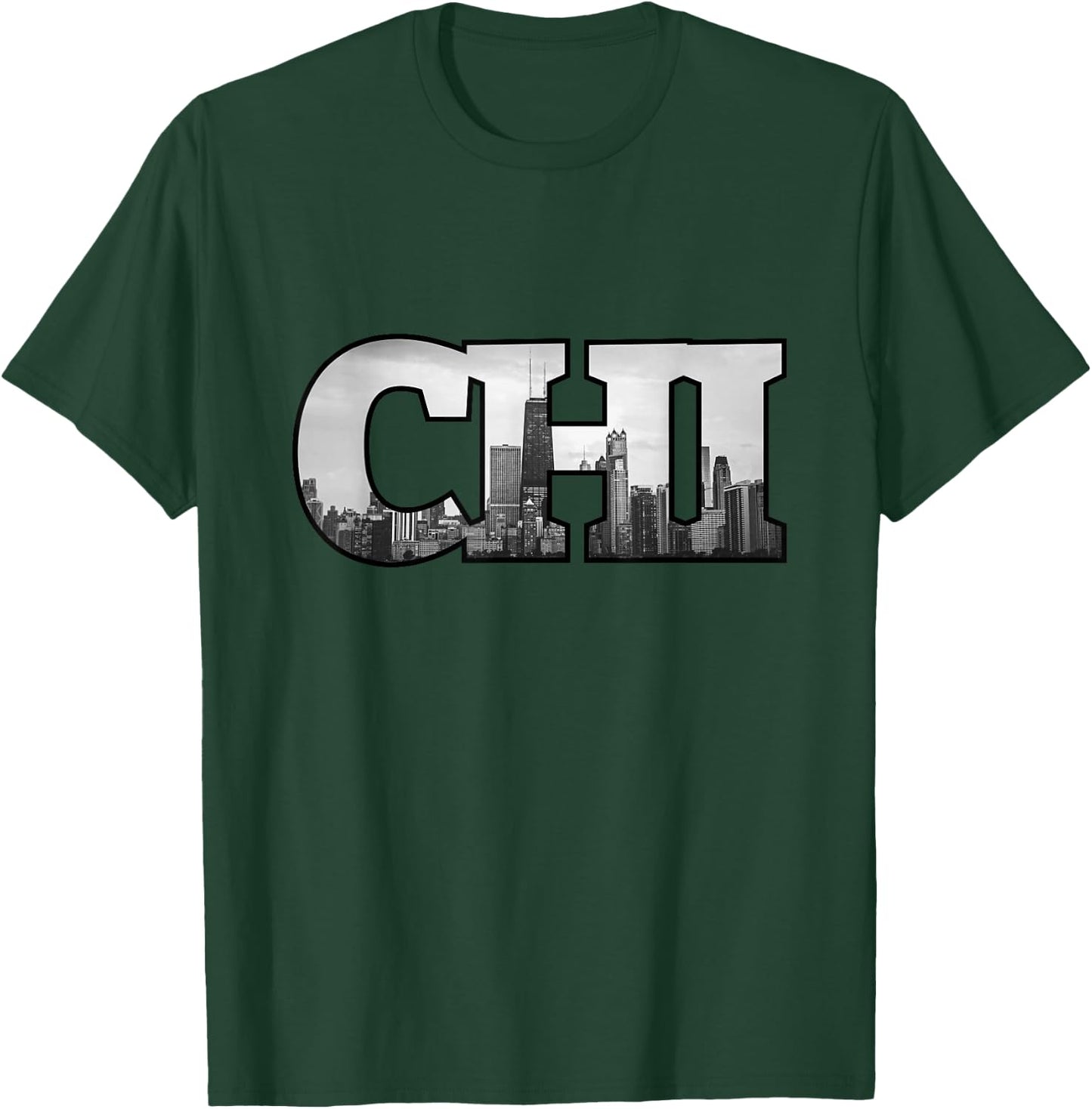 CHI Chicago City Skyline of Downtown Chicago, Illinois T-Shirt - T-Shirt | Forest