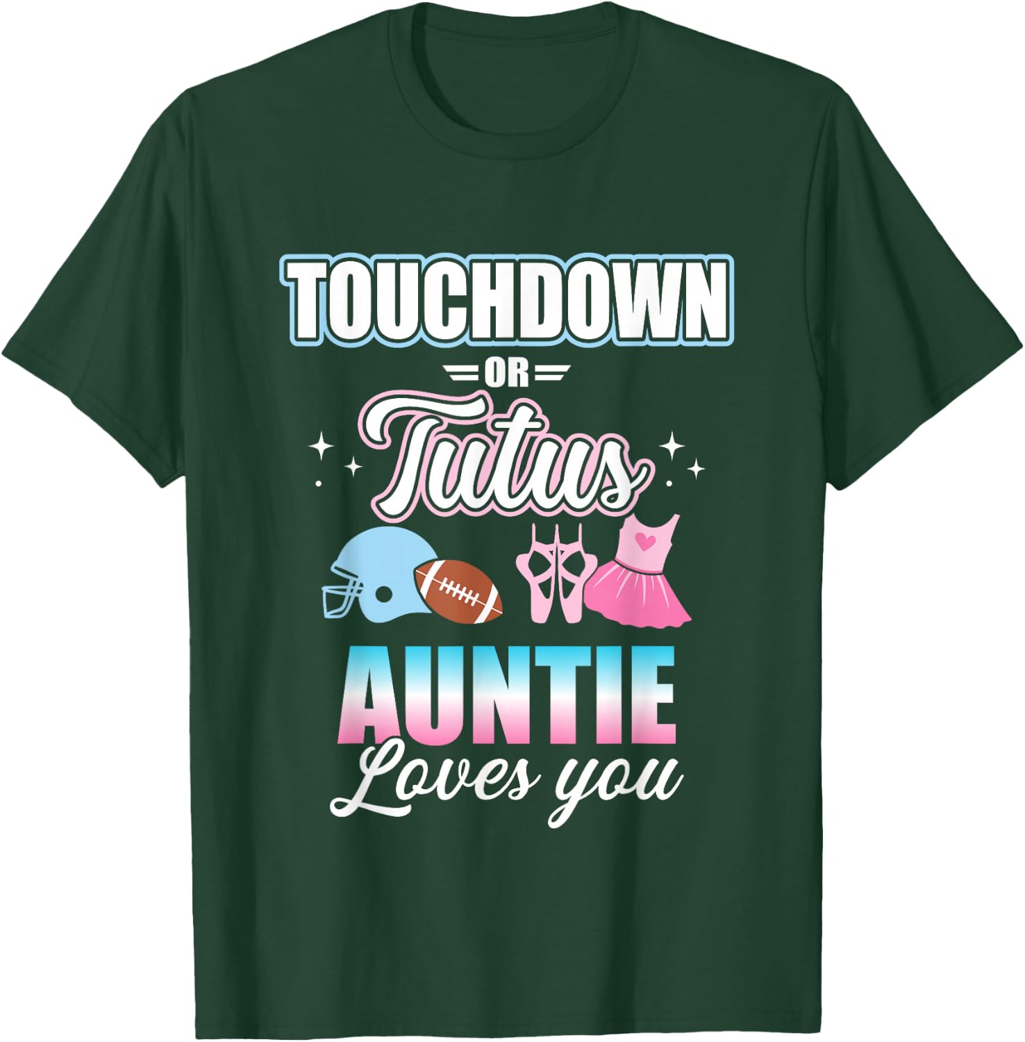 Gender Reveal Touchdowns or Tutus Auntie Matching Baby Party Small T-Shirt - T-Shirt | Forest
