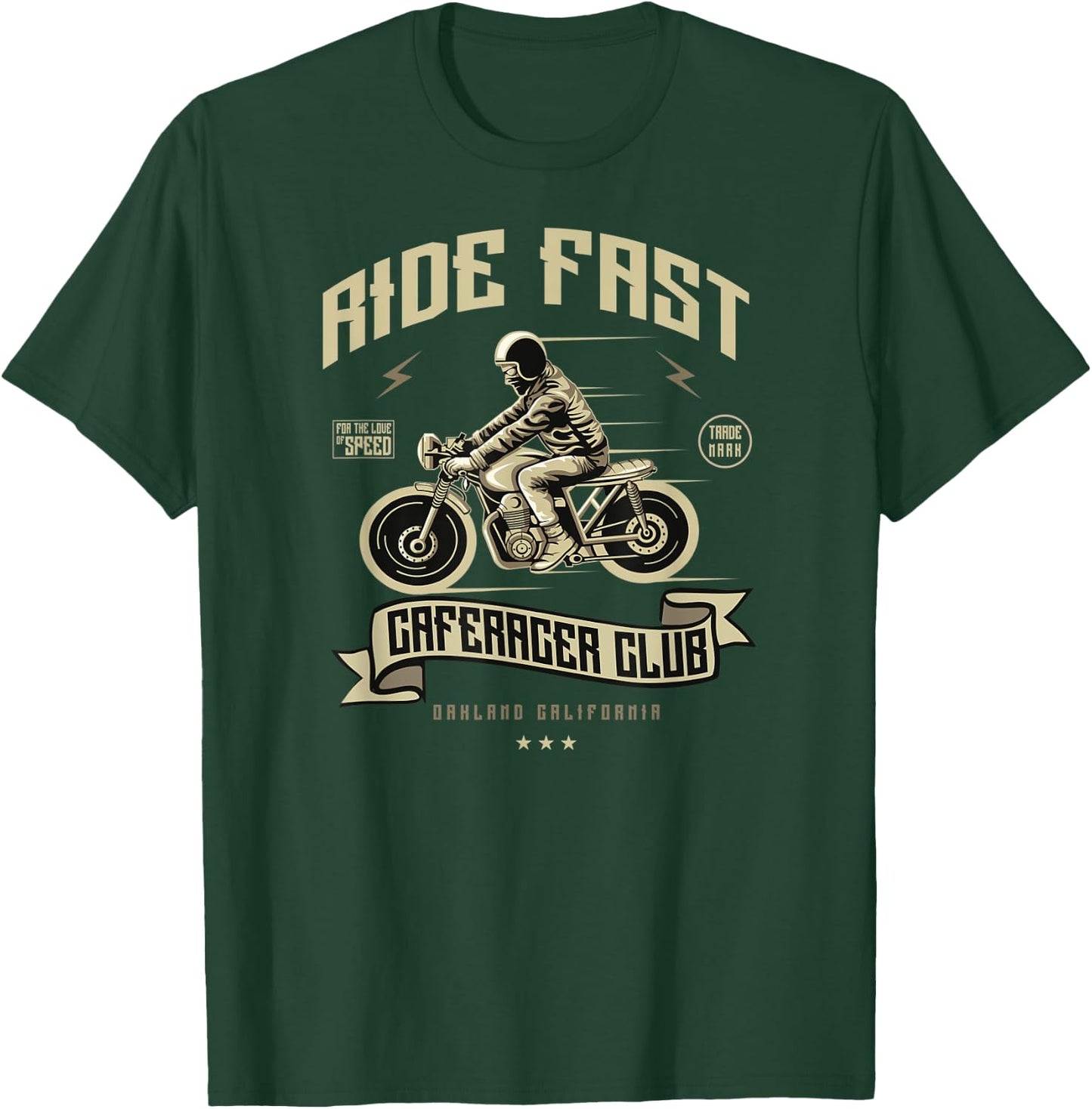 Cafe Racer Gift Ride Fast Cafe Racer Club Vintage T-Shirt - T-Shirt | Forest