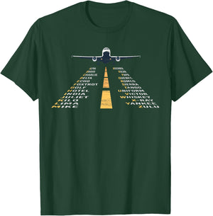 Phonetic Alphabet | Pilot Cadet Airplane Shirt T-Shirt - T-Shirt | Forest