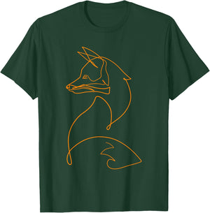Fox One Line Art Drawing Foxes T-Shirt - T-Shirt | Forest