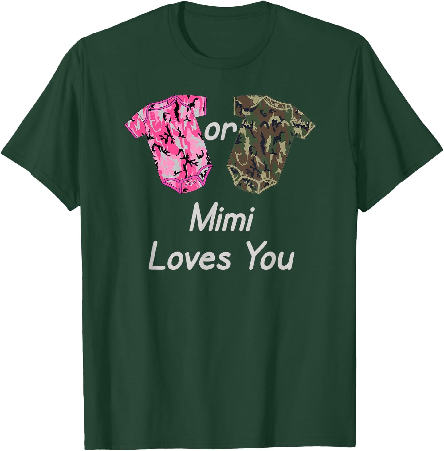 Gender Reveal Mimi Pink or Green Camoflage T-Shirt - T-Shirt | Forest