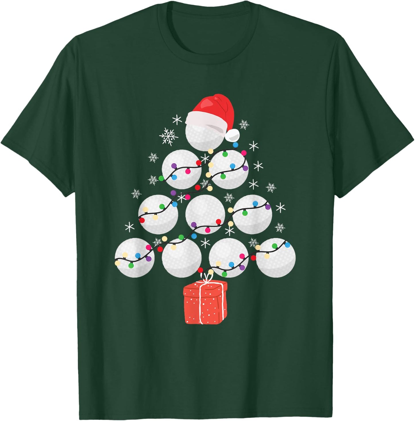 Funny Golfing Christmas Tree Christmas Golf Ball Golfer T-Shirt - T-Shirt | Forest