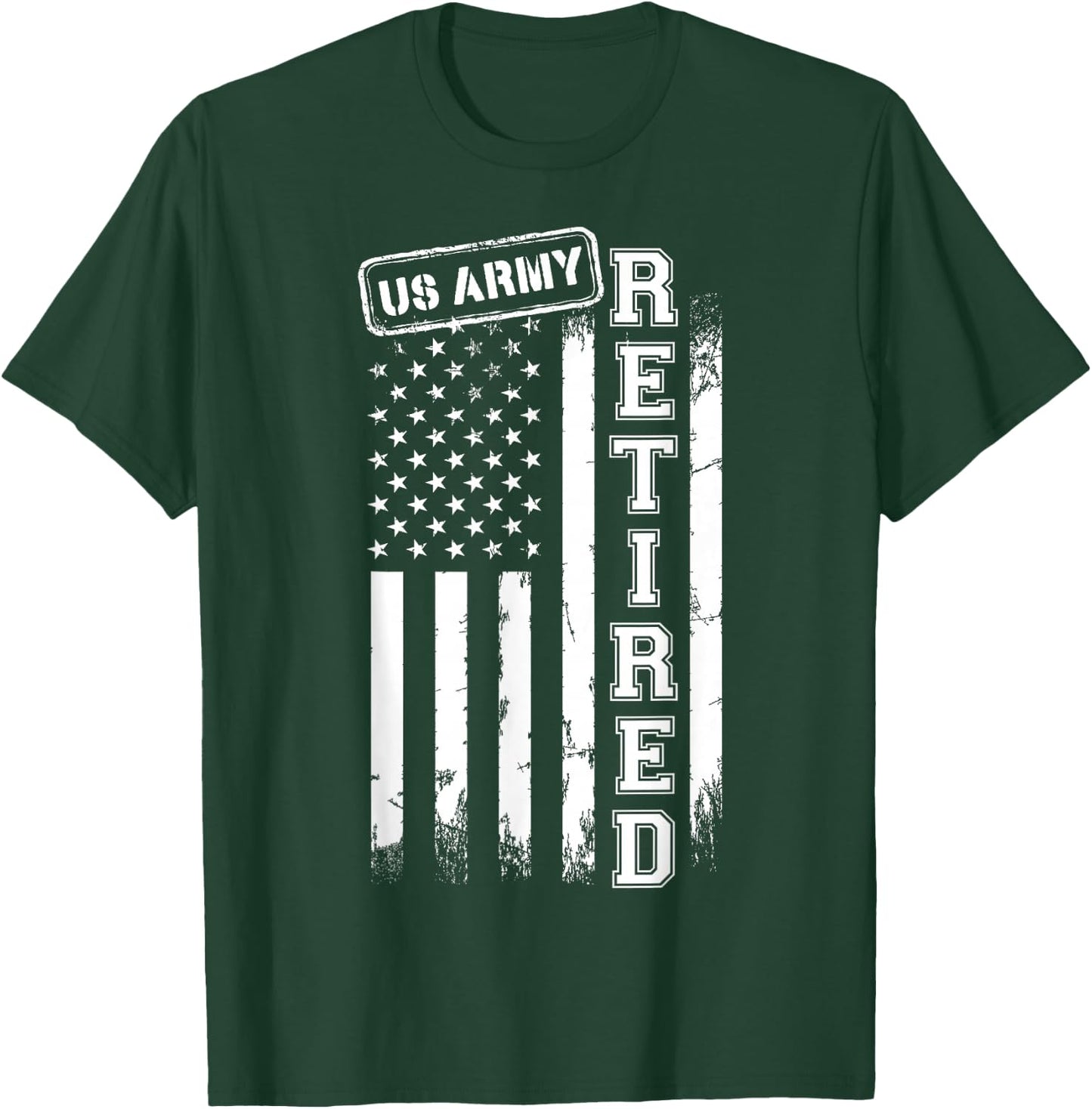 US Army Retired American Flag Vintage Patriotic T-Shirt - T-Shirt | Forest