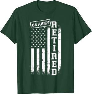 US Army Retired American Flag Vintage Patriotic T-Shirt - T-Shirt | Forest