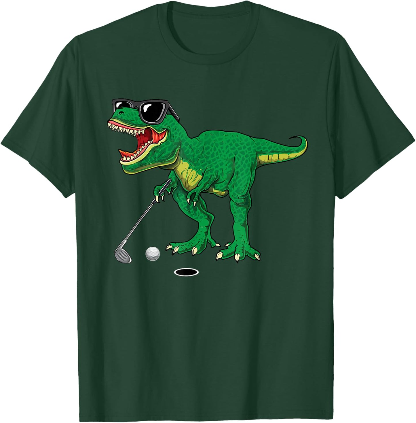 Cute T Rex Dinosaur Boys Golfing Lover Trex Dino Golf Gifts T-Shirt - T-Shirt | Forest