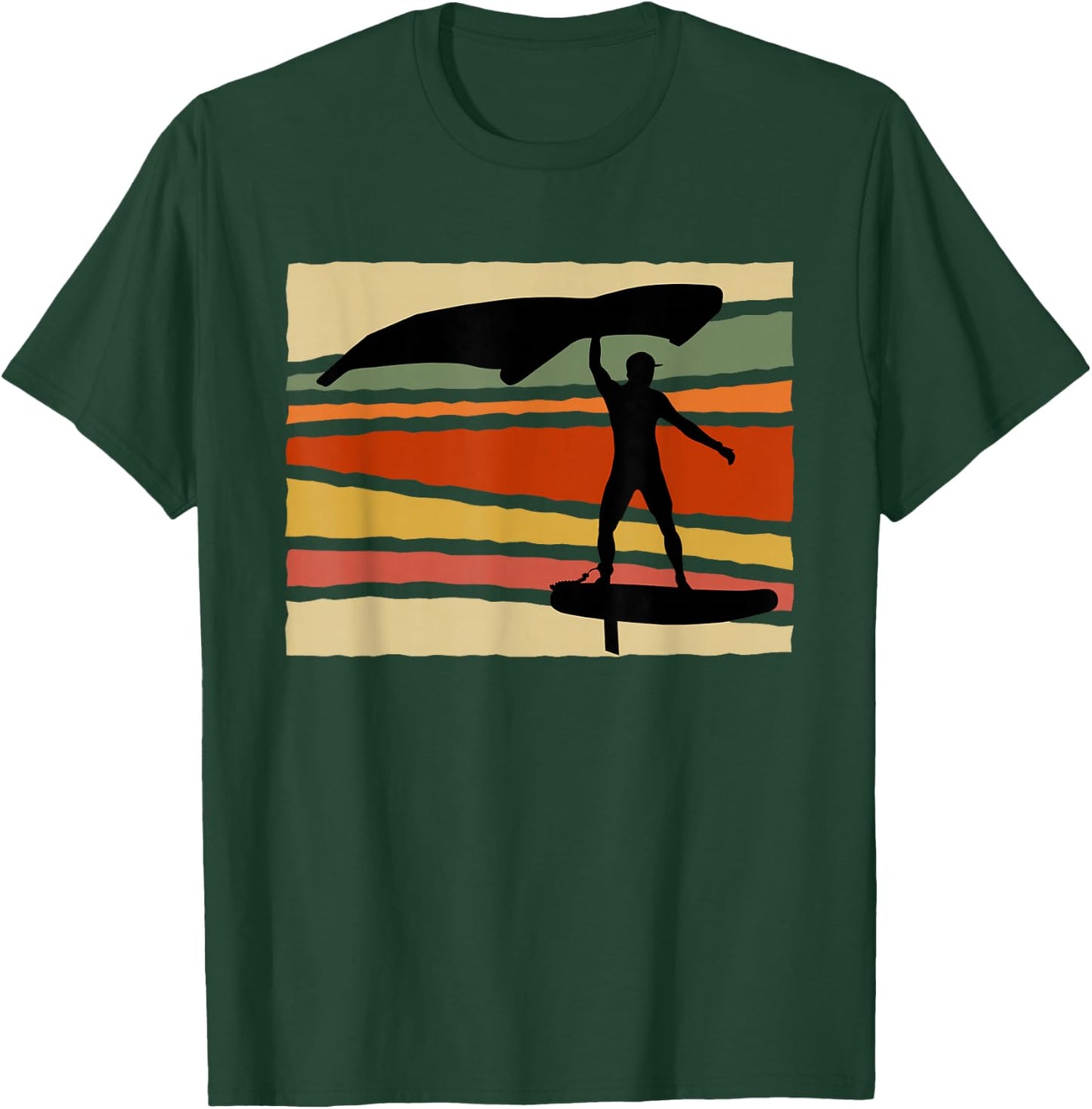 Wingsurf Wingfoil Wing Foil Surf Retro Surfer T-Shirt - T-Shirt | Forest