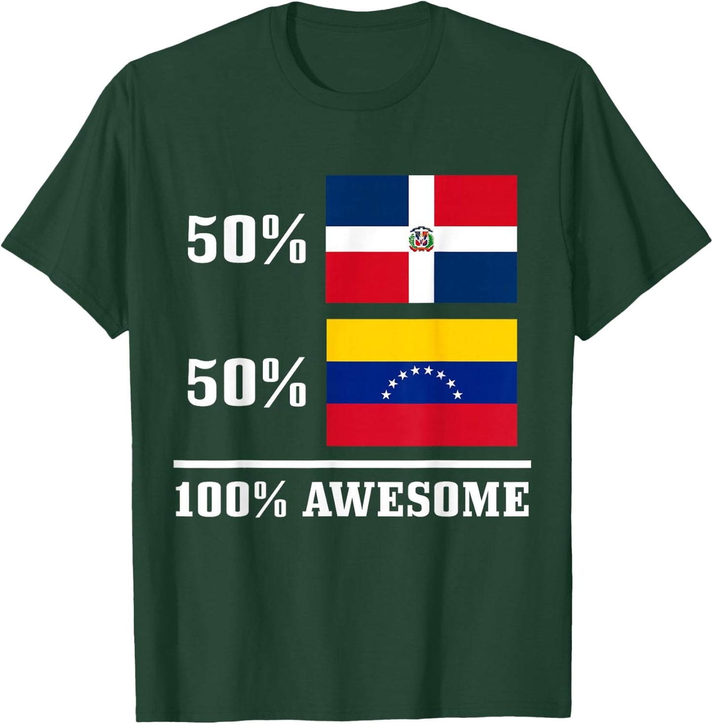 50% Dominican Republic 50% Venezuela Venezuelan Flag Pride T-Shirt - T-Shirt | Forest