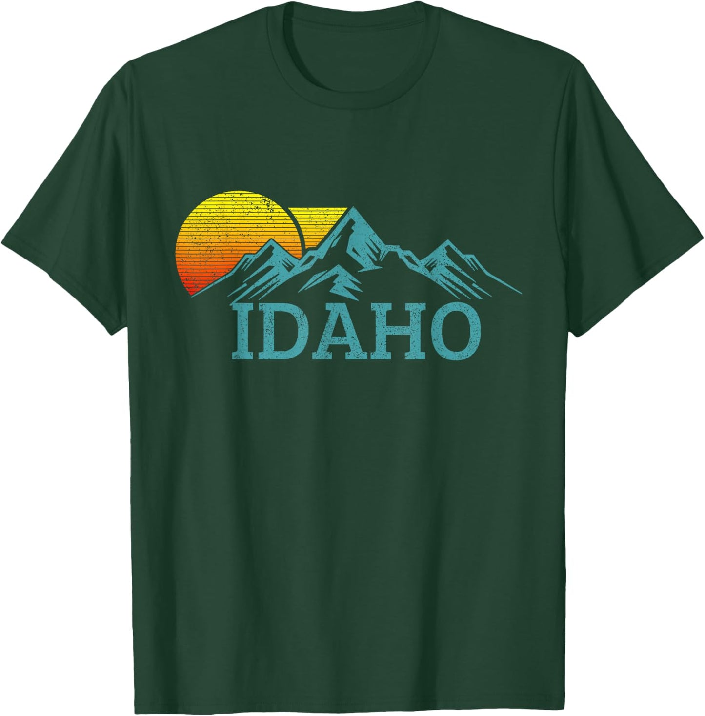 Idaho Vintage Mountains Sunset Hiking Nature Souvenir T-Shirt - T-Shirt | Forest