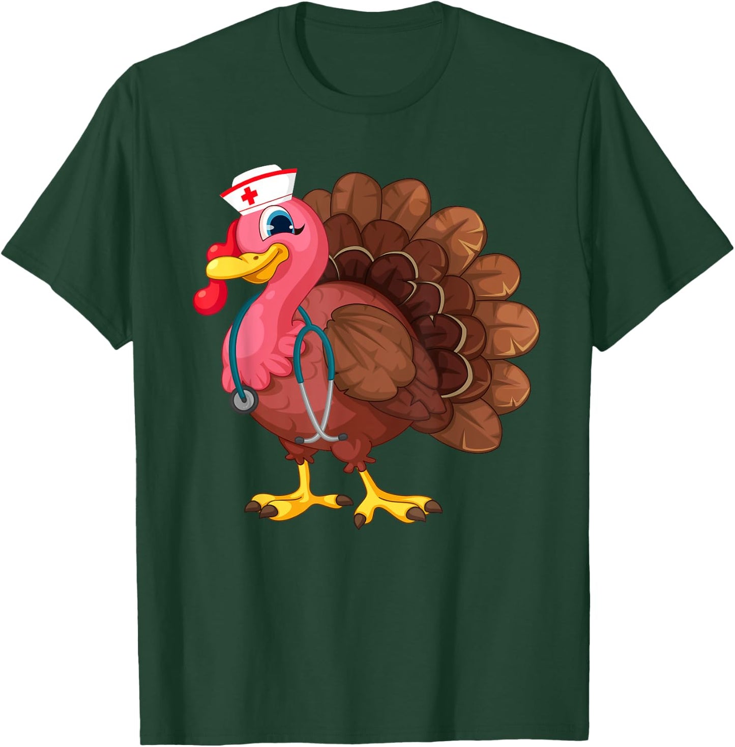 Cute Nurse Gifts Turkey Funny Thanksgiving Doctor Nursung T-Shirt - T-Shirt | Forest