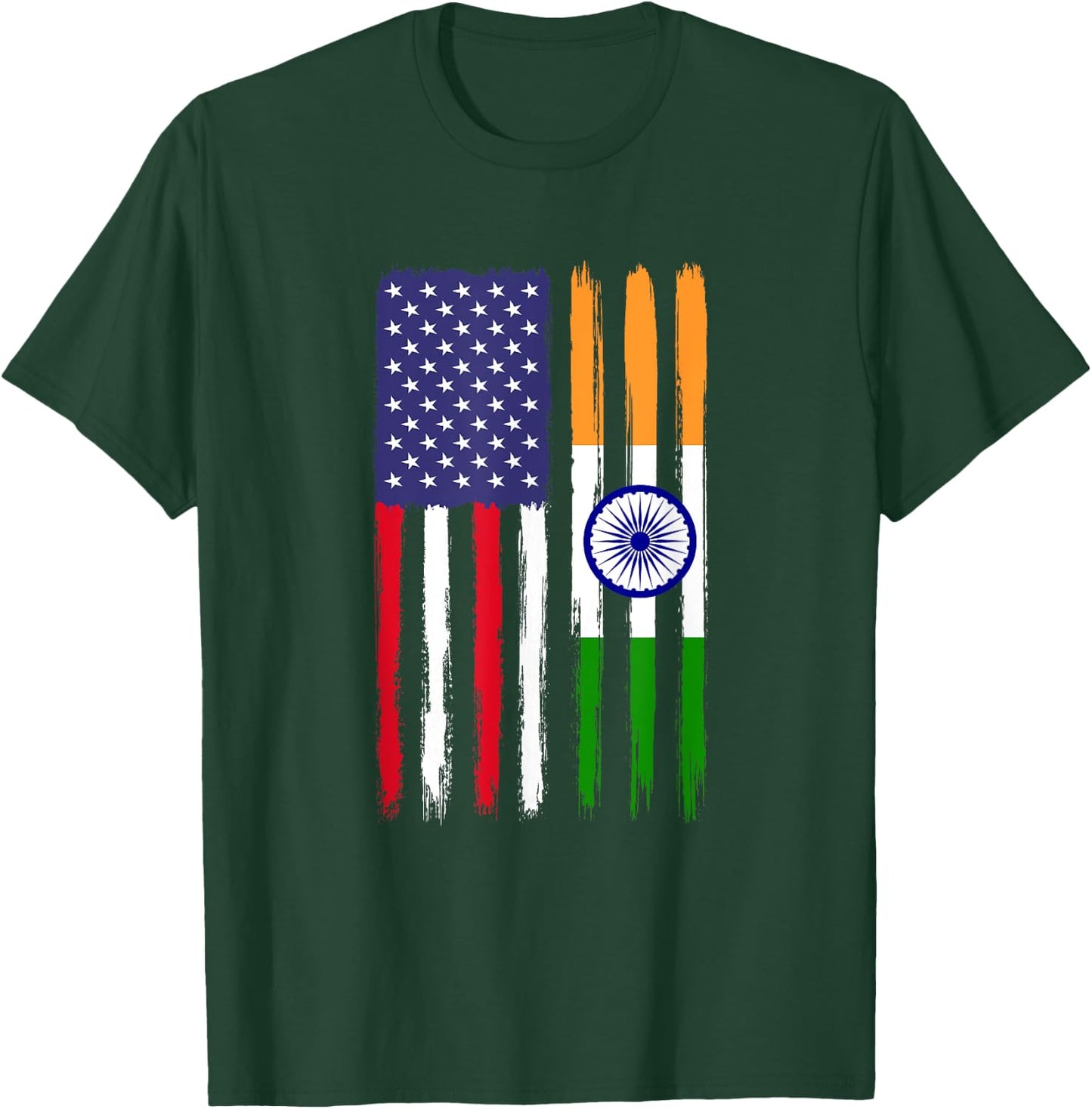 Indian Roots Half American Flag Patriotic Indian T-Shirt - T-Shirt | Forest