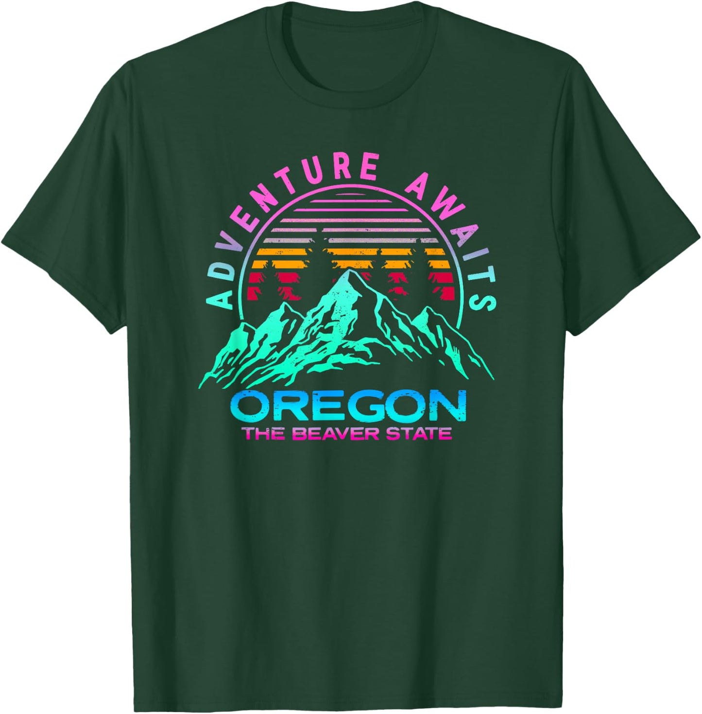 Oregon Retro Vintage Mountains & Outdoors Wilderness State T-Shirt - T-Shirt | Forest