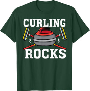 Curling rocks Broom curler Winter ice Sports lover Curling T-Shirt - T-Shirt | Forest
