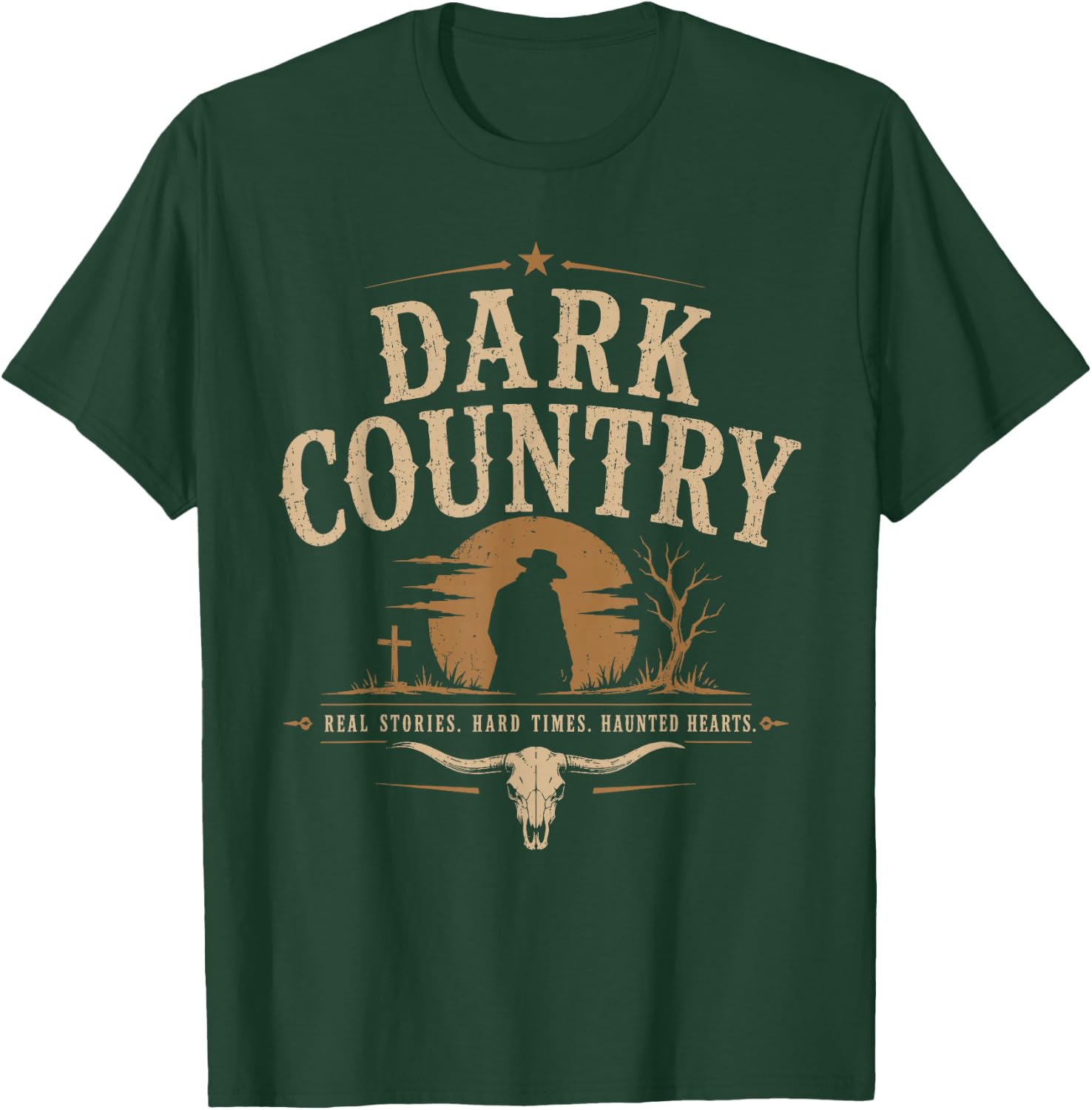 Dark Country Music Vintage Western Gothic Cowboy T-Shirt - T-Shirt | Forest