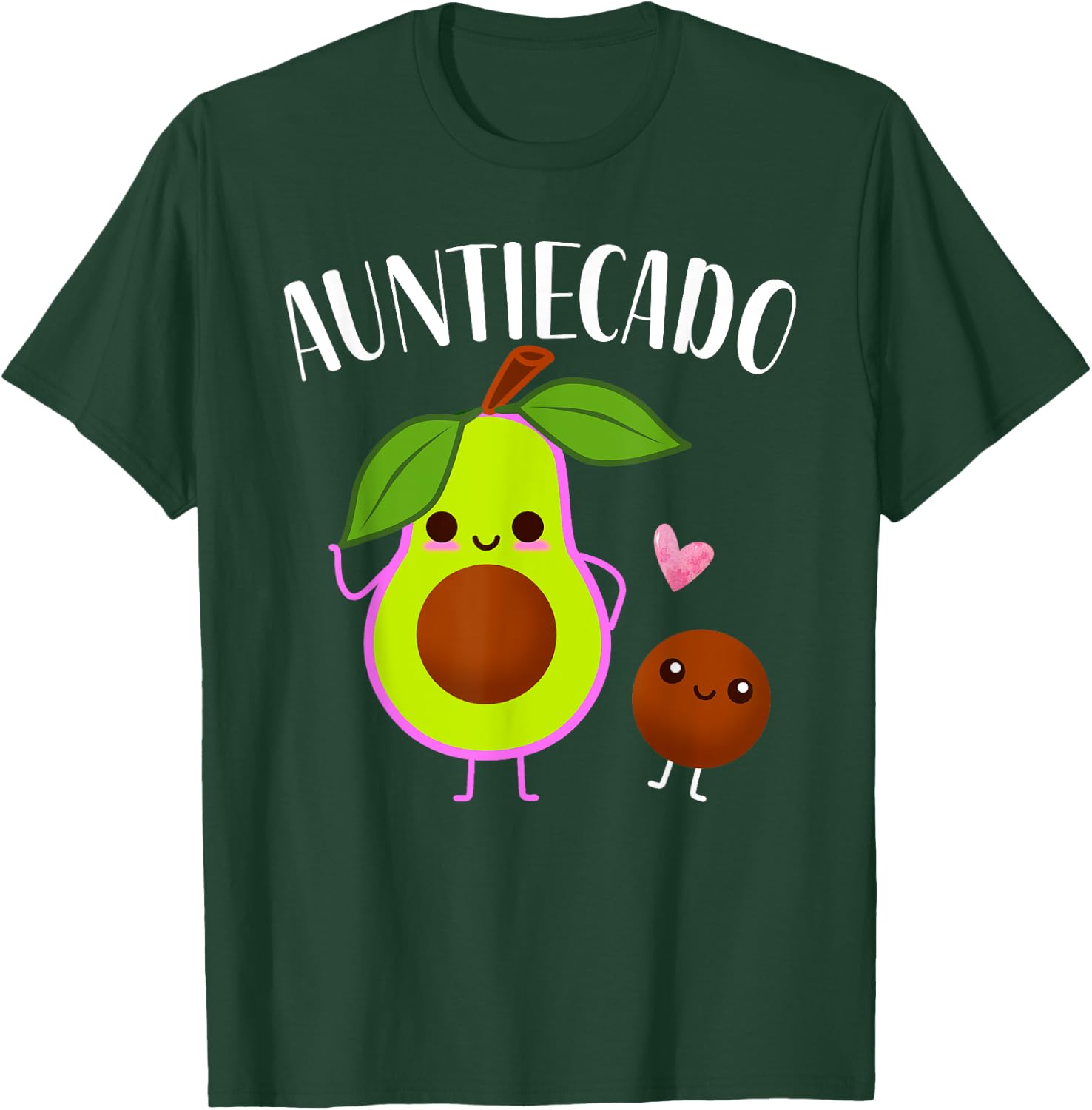 Auntiecado Funny Avocado Auntie Pregnancy Announcement T-Shirt - T-Shirt | Forest