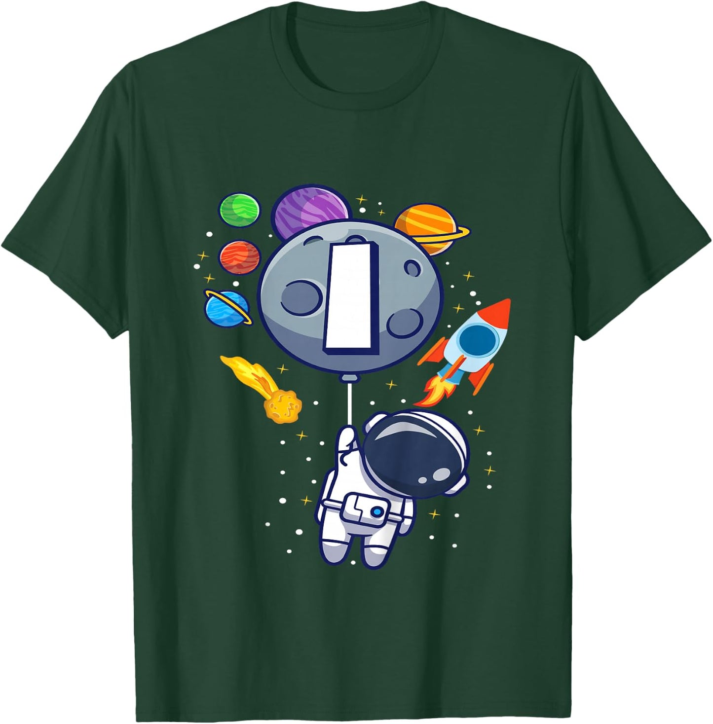 Kids First Birthday Astronaut 1 Year Old Birthday Boy T-Shirt - T-Shirt | Forest