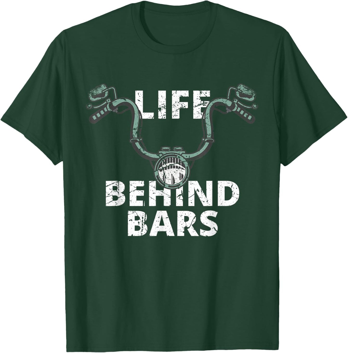 Life Behind Bars Vintage Motorcycle Rider Bikers T-Shirt - T-Shirt | Forest
