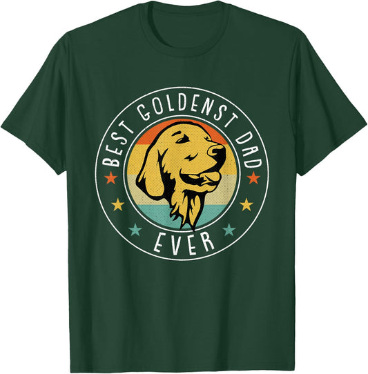 Golden Retriever Dad Fathers Day Retro Dog Daddy Papa T-Shirt - T-Shirt | Forest