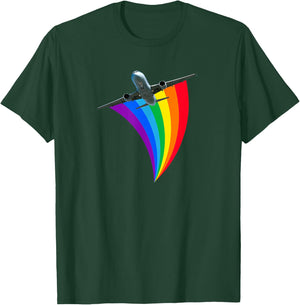 Rainbow colored plane LGBTQ gay travel T-Shirt - T-Shirt | Forest
