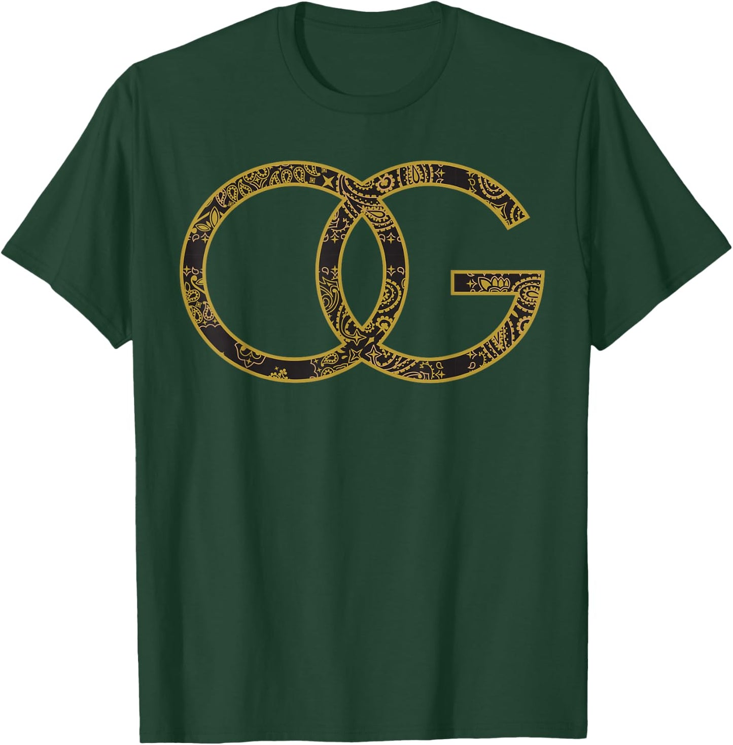 CaliDesign Gold OG Original Gangster Bandana Print T-Shirt - T-Shirt | Forest