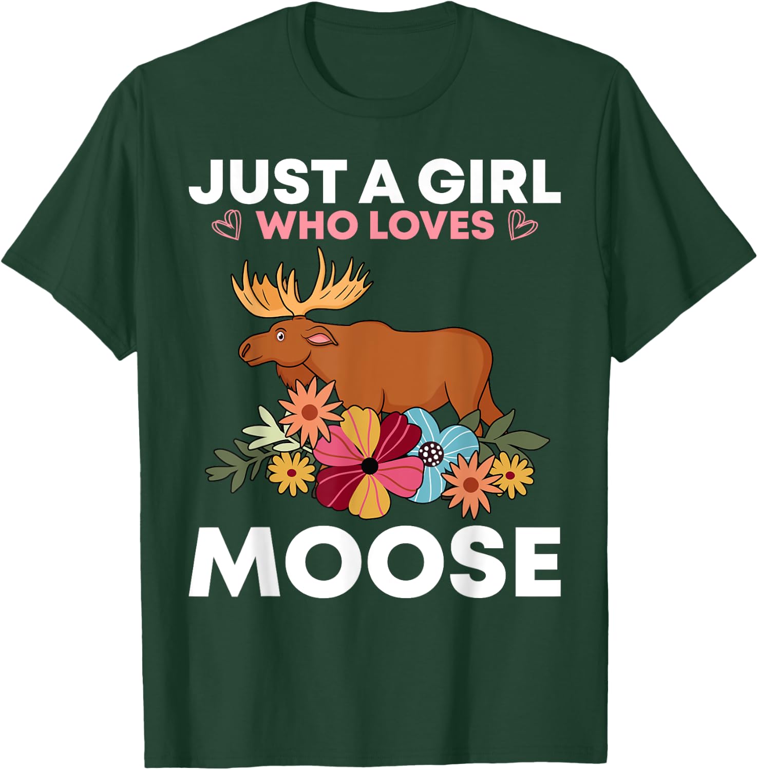 Funny Moose Girls Antler Alces Elk Forest Animal T-Shirt - T-Shirt | Forest