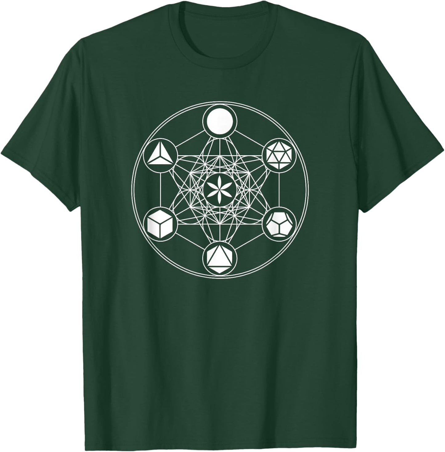 Sacred Geometry Yoga Metatrons Cube Platonic Solids T-Shirt - T-Shirt | Forest