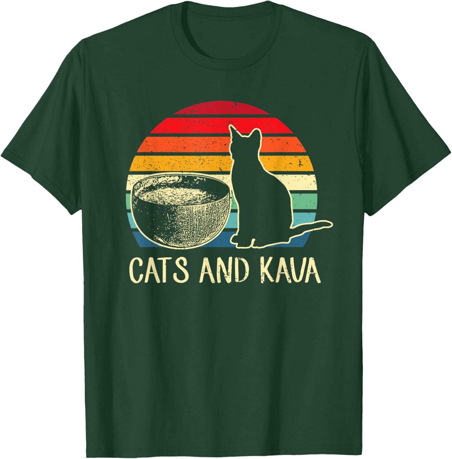 Heart Cat Lover & Kava Tea Drinker Kava Drink Kava Bar Pet T-Shirt - T-Shirt | Forest