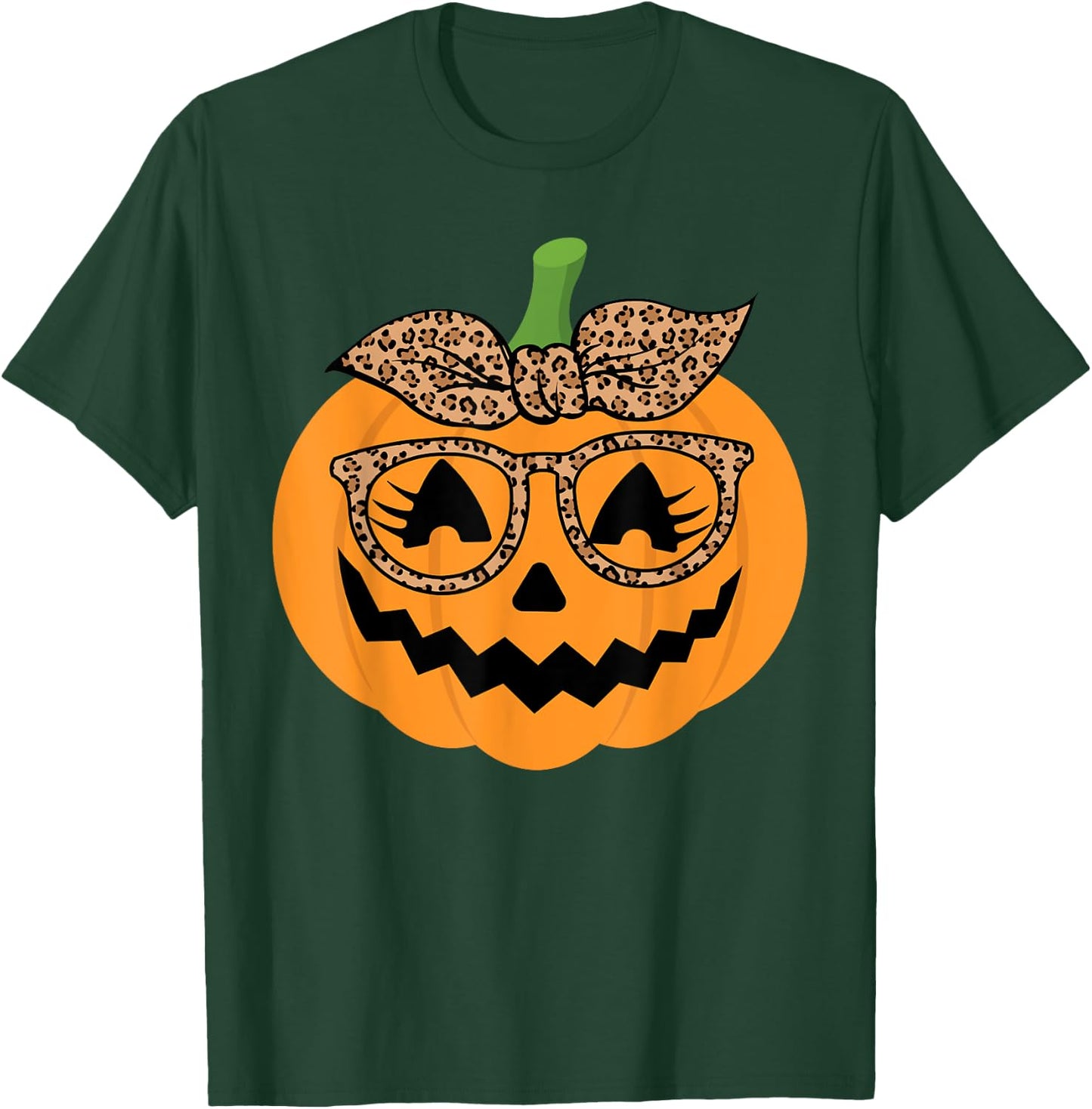 Cute Pumpkin Leopard Glasses and Bandana Halloween Costume T-Shirt - T-Shirt | Forest