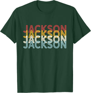 US American City 70's Retro USA - Vintage Jackson , Black T-Shirt - T-Shirt | Forest