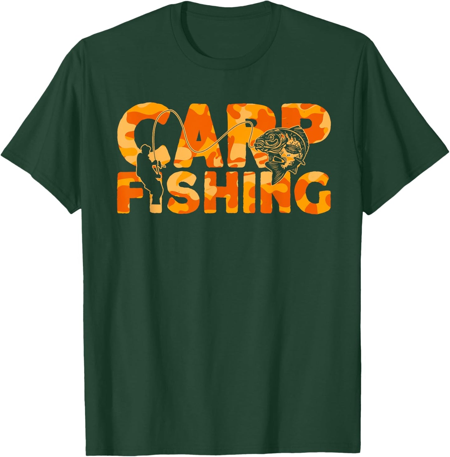 Carp Fisherman Orange Camouflage Carp Fishing T-Shirt - T-Shirt | Forest