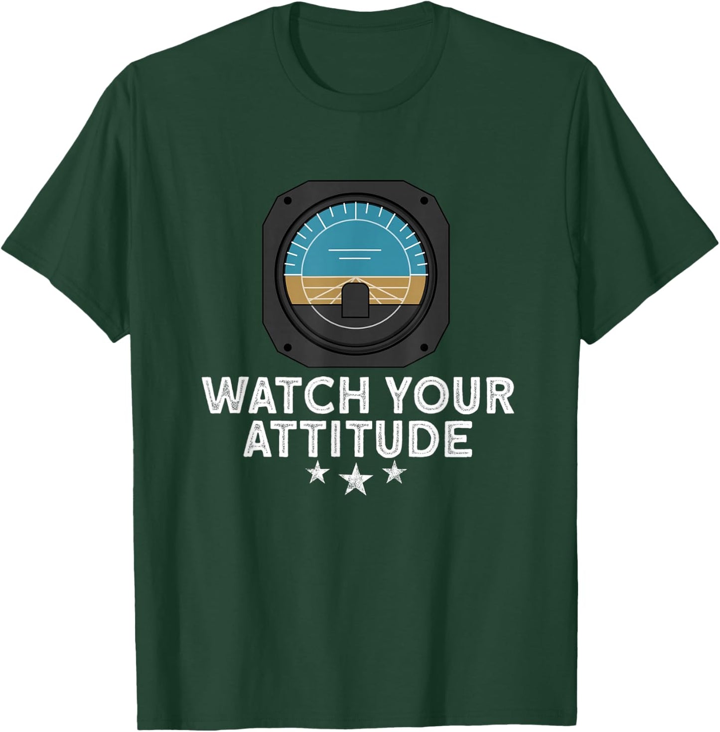 Flight School & Airplane Pilot Gifts Aviation Pilot Black Small Classic Fit Short Sleeve Cotton Blend Watch Your Attitude T-Shirt - T-Shirt | Forest