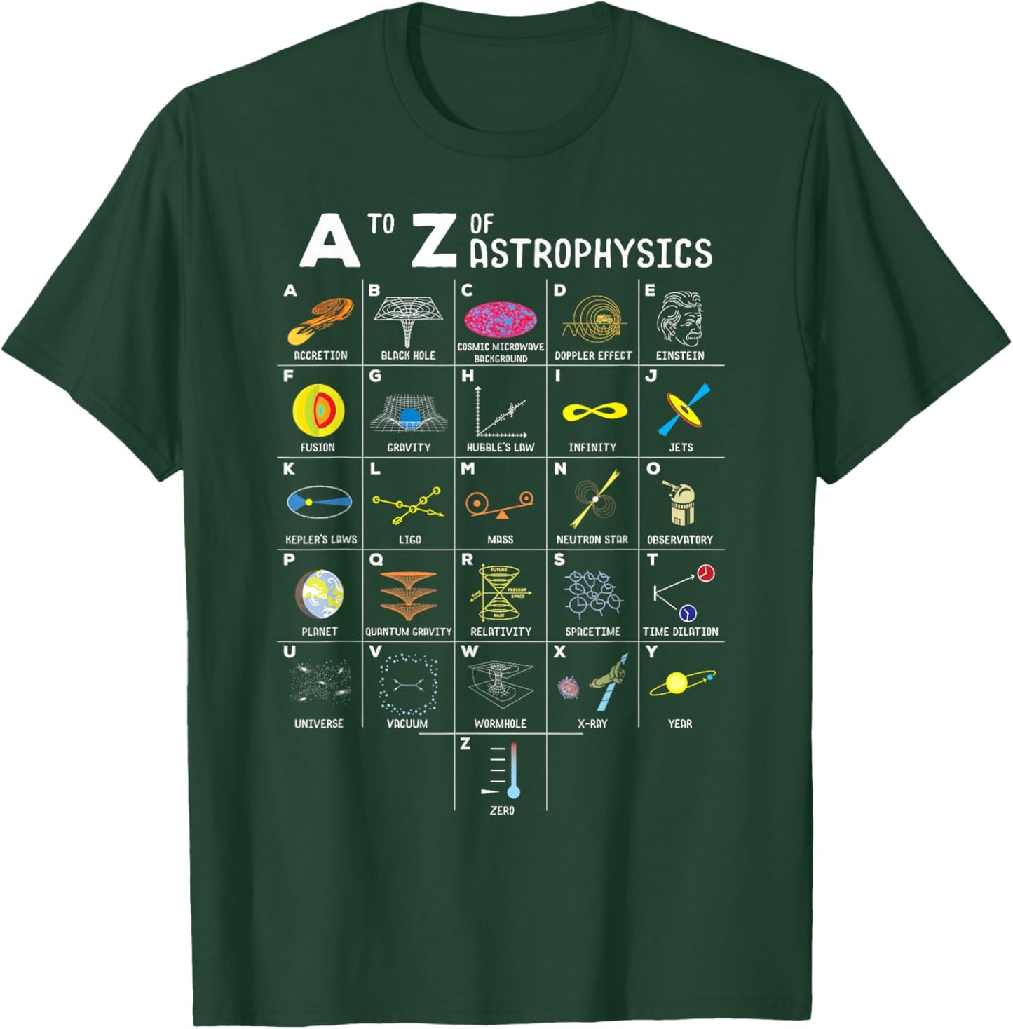 A to Z Funny Astronomy Lovers Astrophysics Astronomers T-Shirt - T-Shirt | Forest