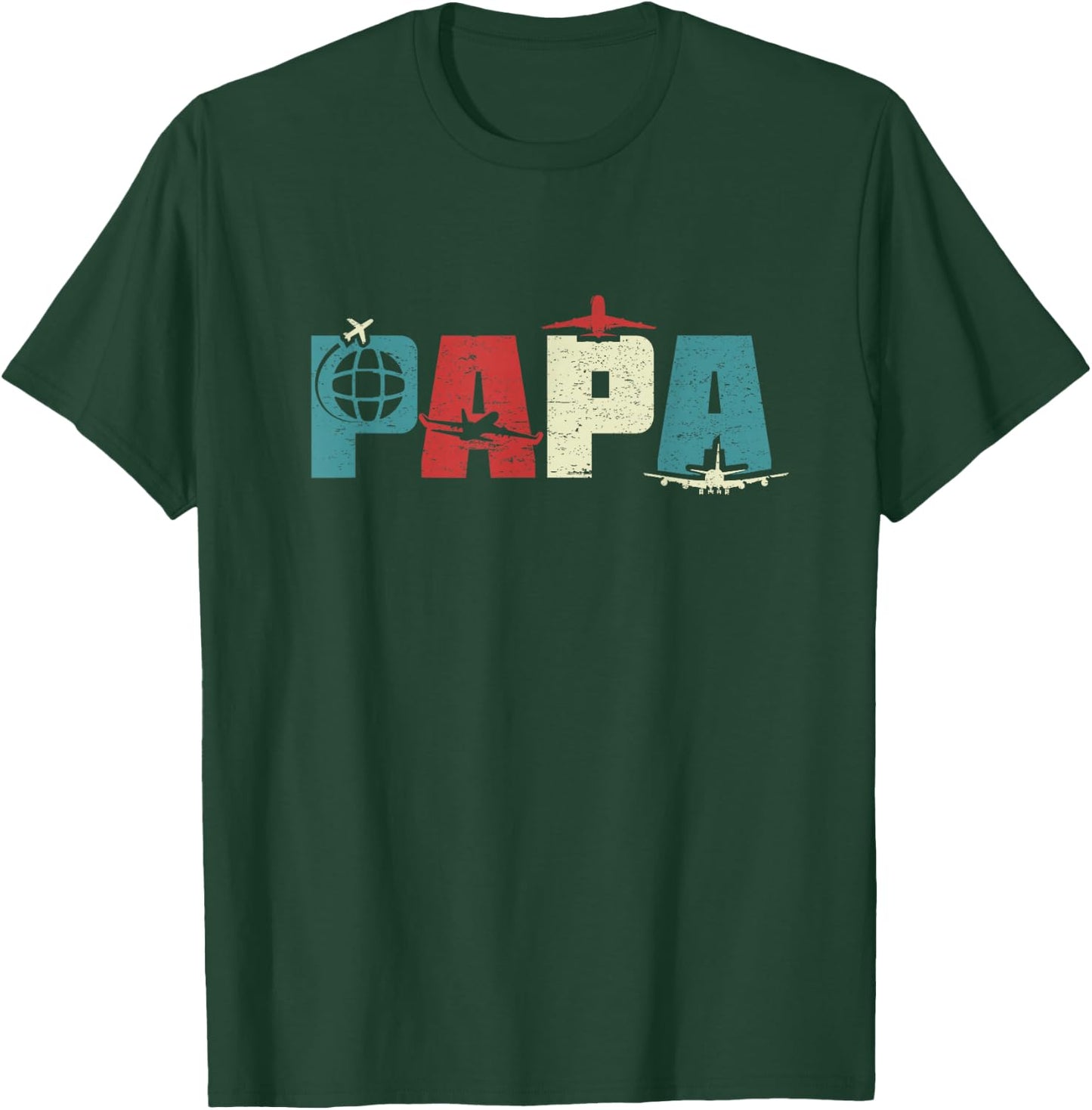 Papa Pilot Funny Dad Aviation Flying Airplane Lovers Gifts T-Shirt - T-Shirt | Forest