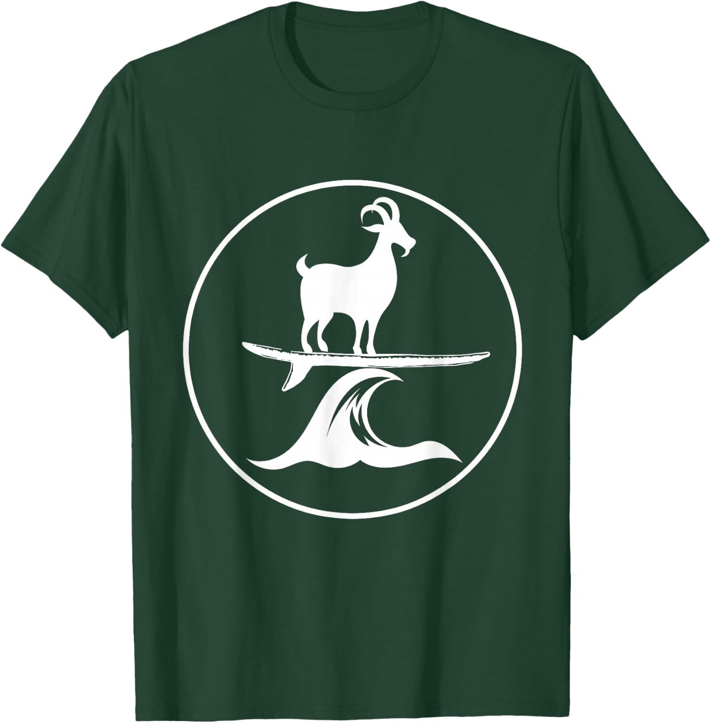 Funny Surfing Goat Cool Kids Farm Animal Goats Gift T-Shirt - T-Shirt | Forest