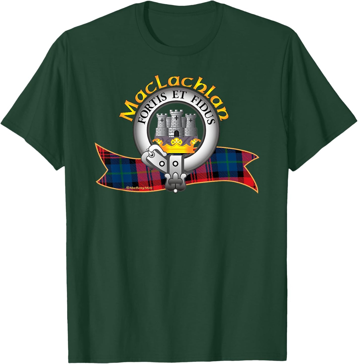 MacLachlan Clan Tartan Crest Motto T-Shirt - T-Shirt | Forest