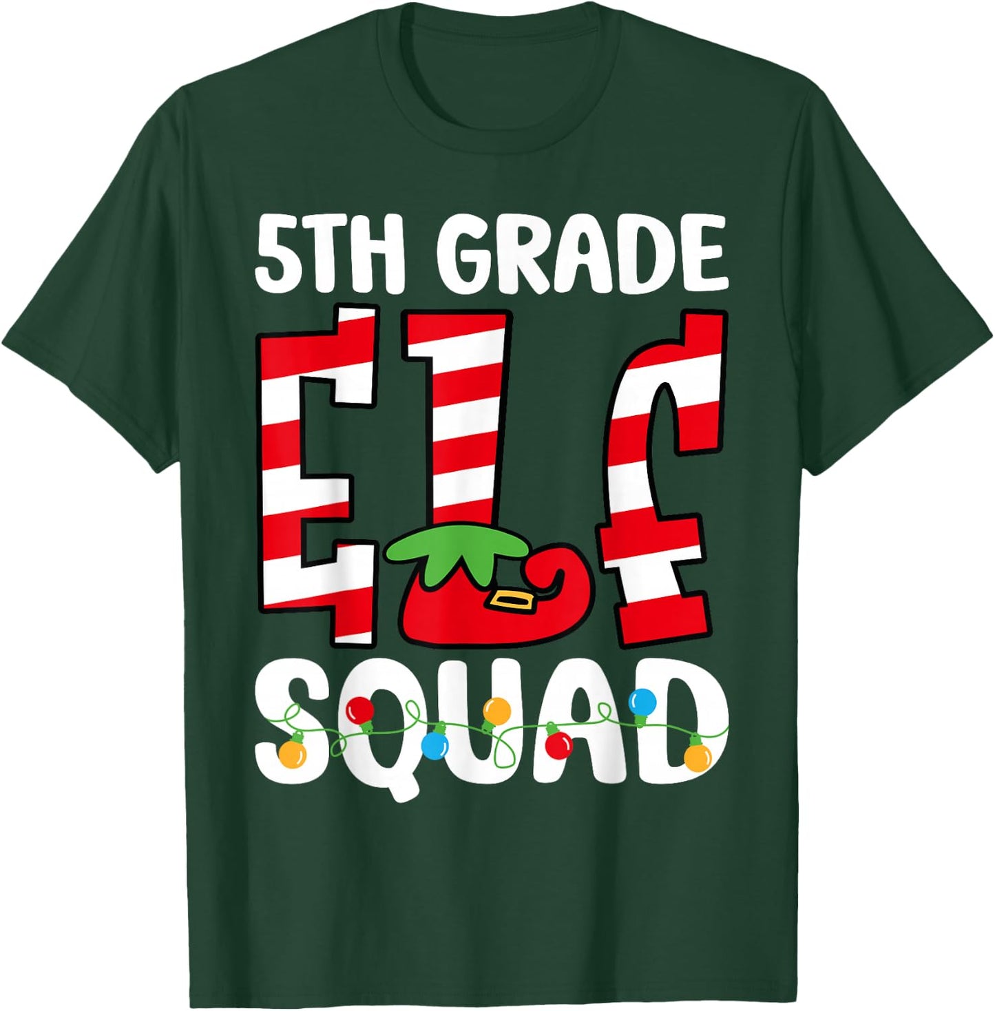 5th Grade Elf Squad Teacher Student Matching Christmas T-Shirt - T-Shirt | Forest