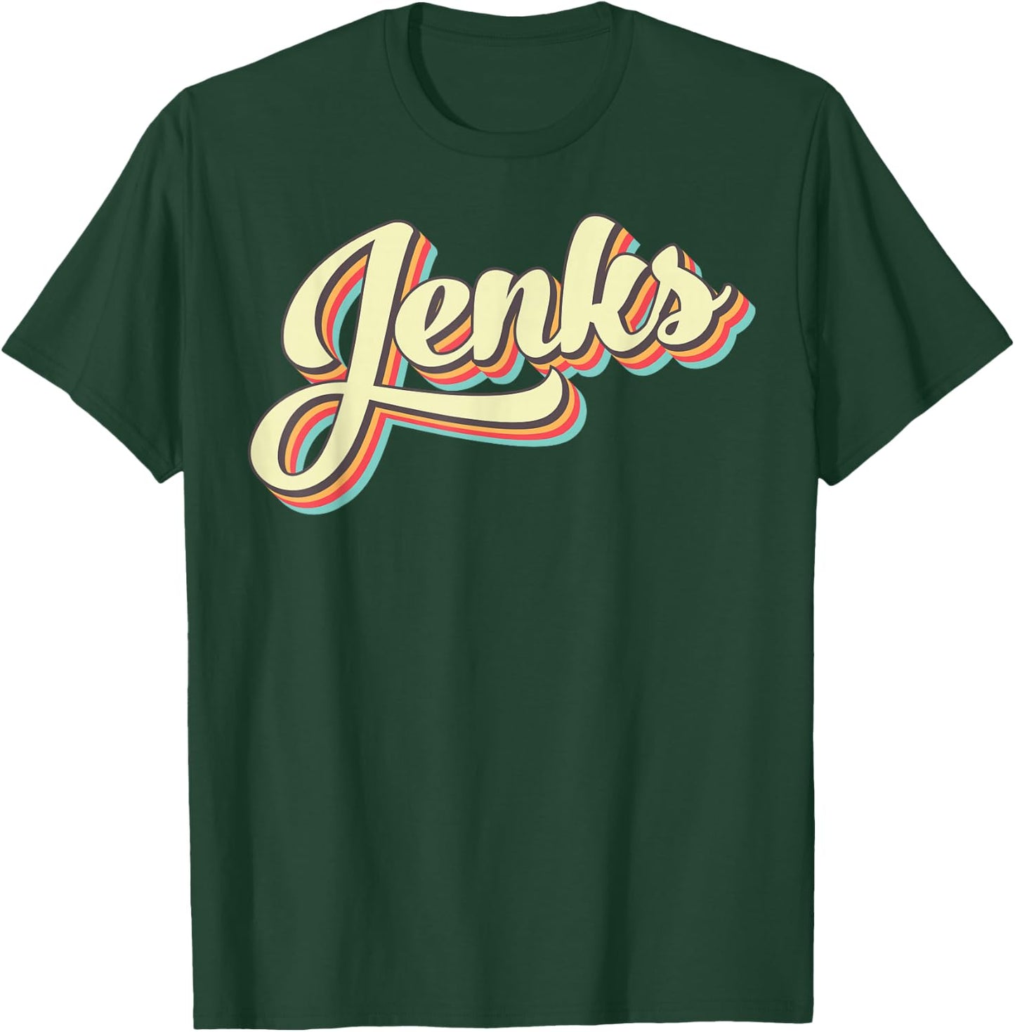 Jenks Retro Art Baseball Font Vintage T-Shirt - T-Shirt | Forest