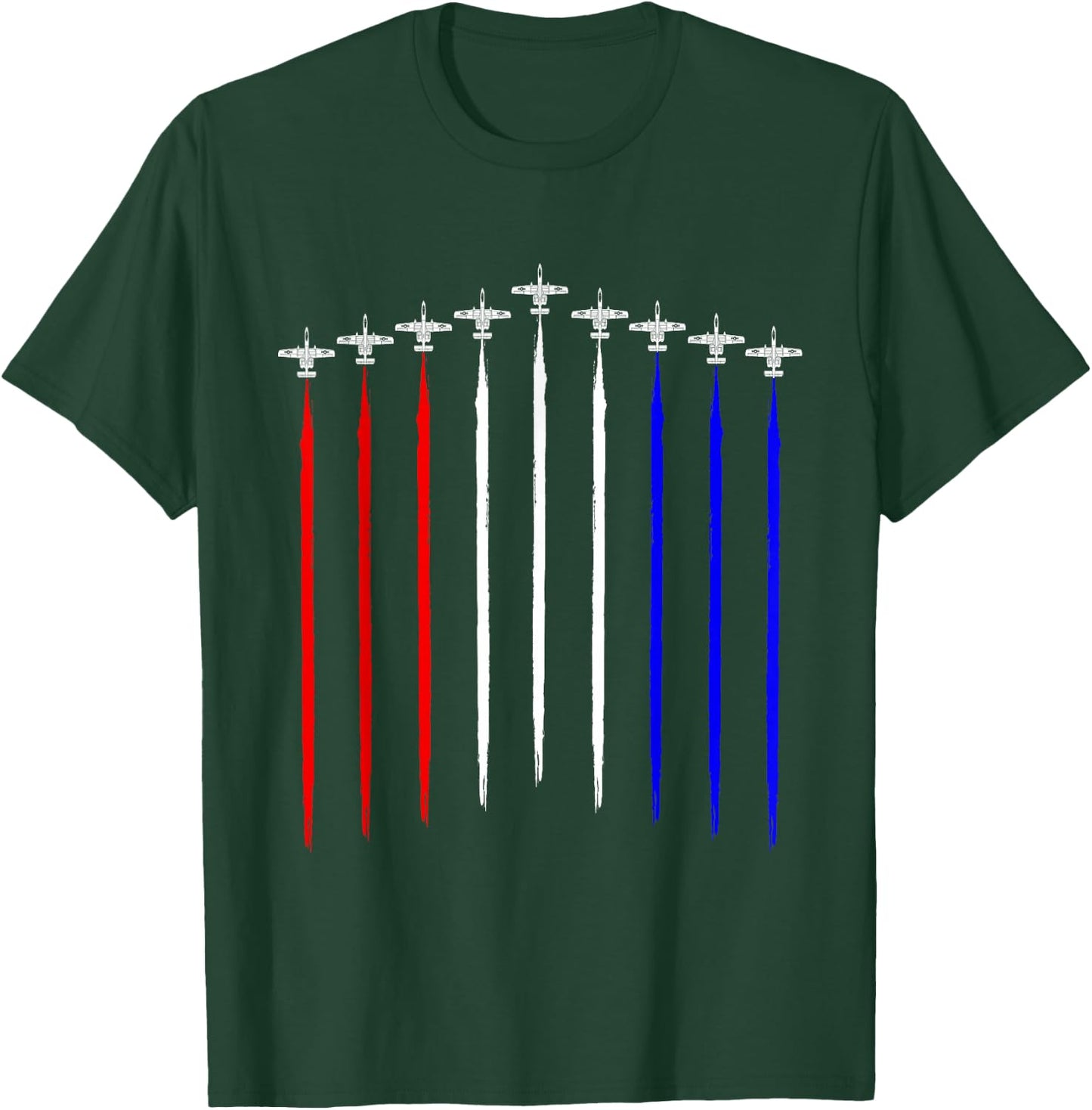 Vintage A-10 Warthog Airplane Schematic US Flag Contrails T-Shirt - T-Shirt | Forest