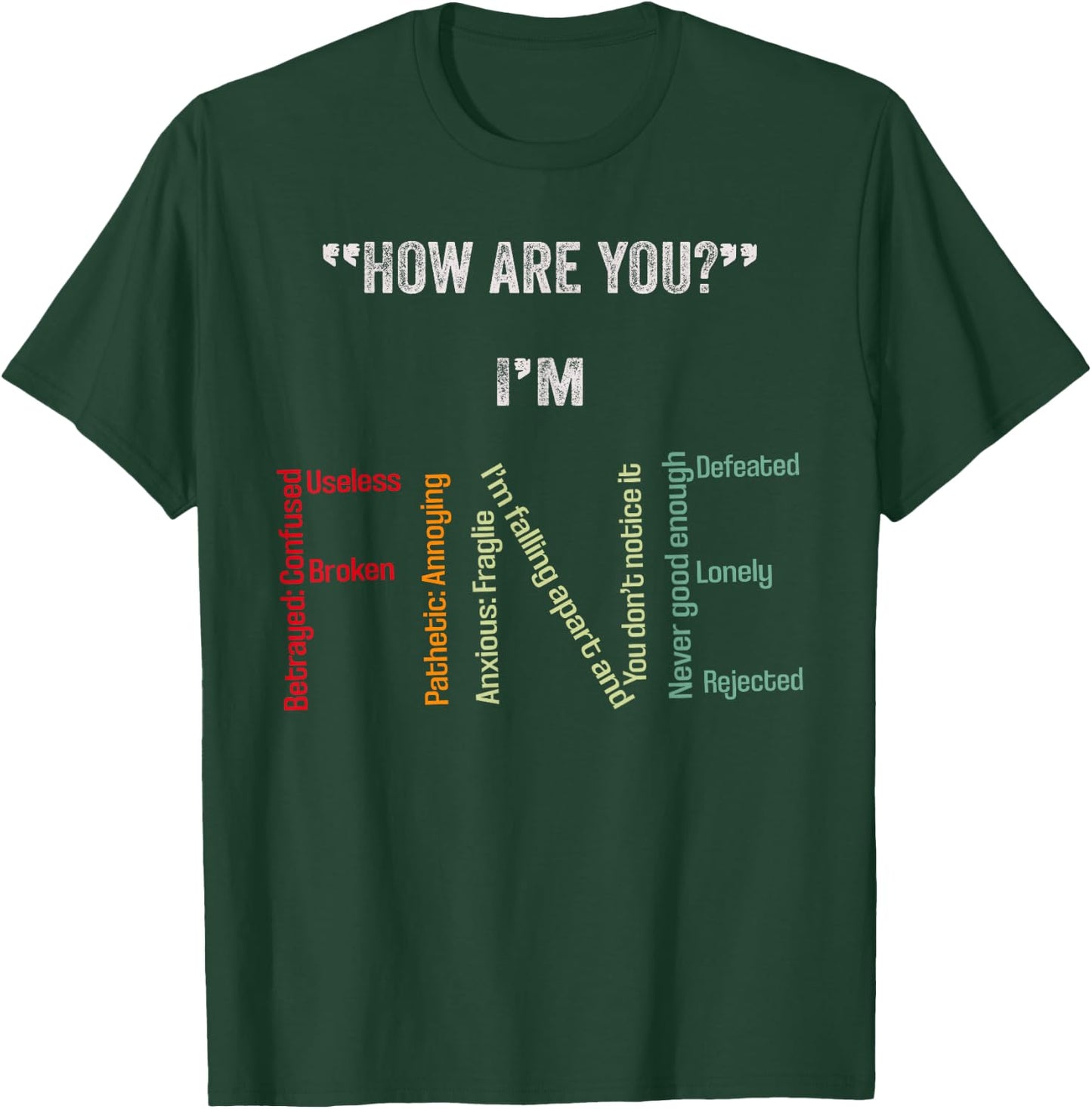I'm Fine Suicide Prevention Mental Health Awareness T-Shirt - T-Shirt | Forest