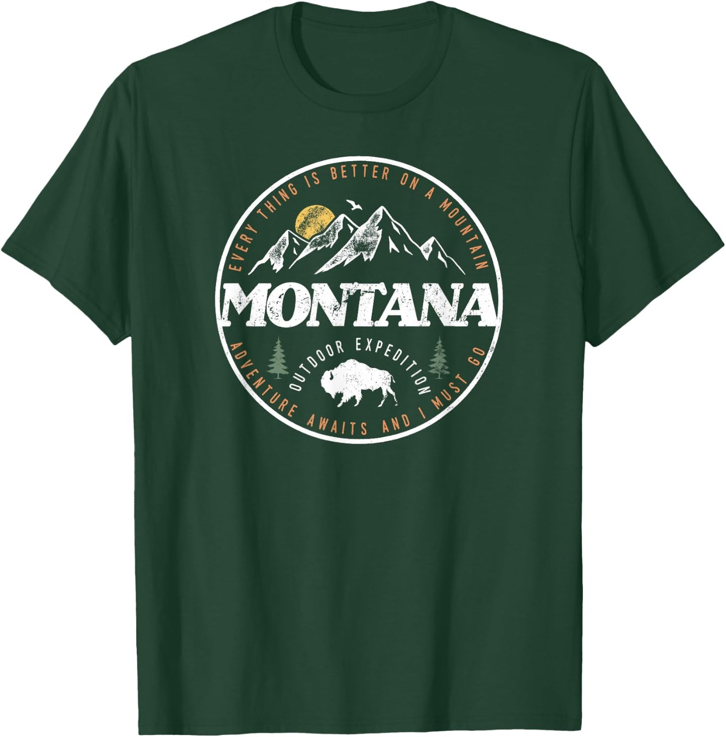 Montana Retro Vintage Mountain Outdoors State Graphic T-Shirt - T-Shirt | Forest