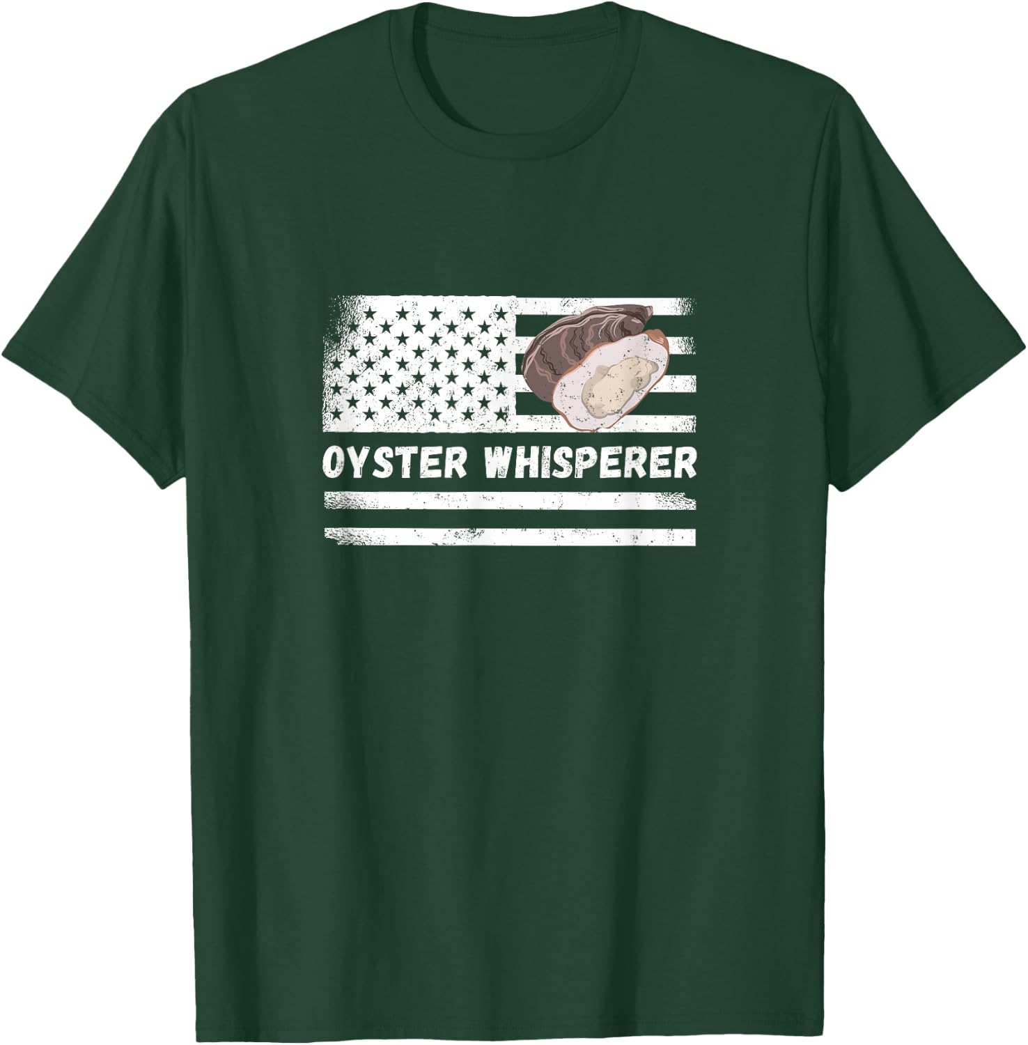 Oyster Whisperer USA America Flag Vintage Oyster Shucking T-Shirt - T-Shirt | Forest