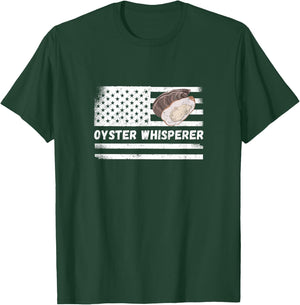 Oyster Whisperer USA America Flag Vintage Oyster Shucking T-Shirt - T-Shirt | Forest
